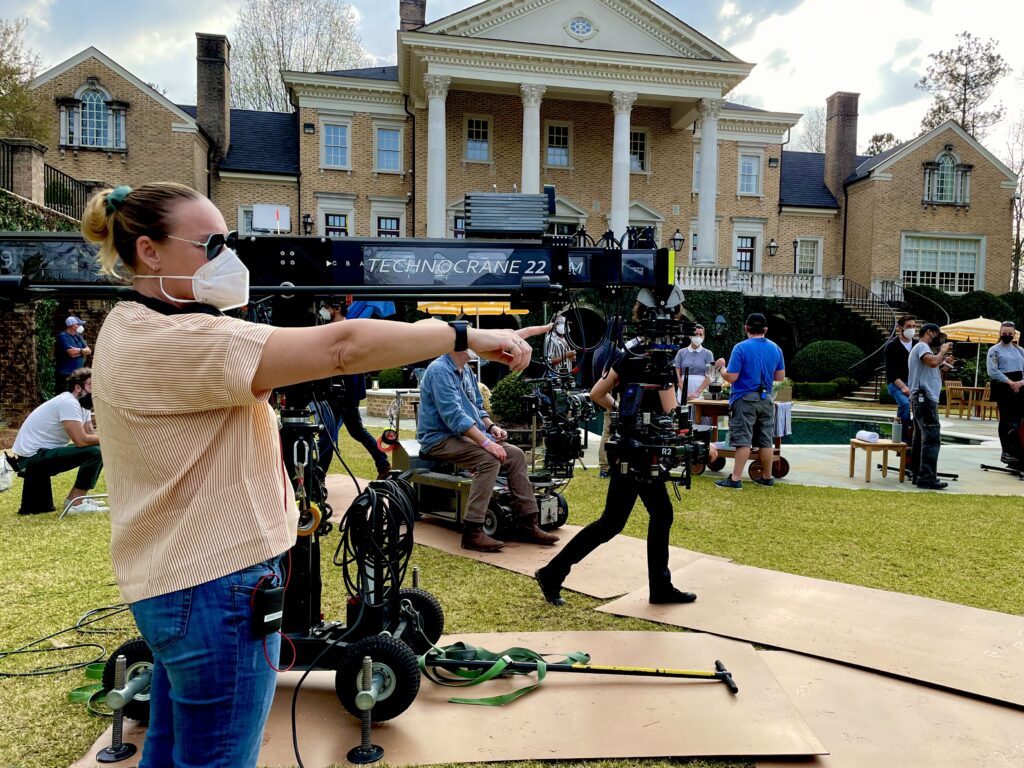 Brandi Bradburn directing on set